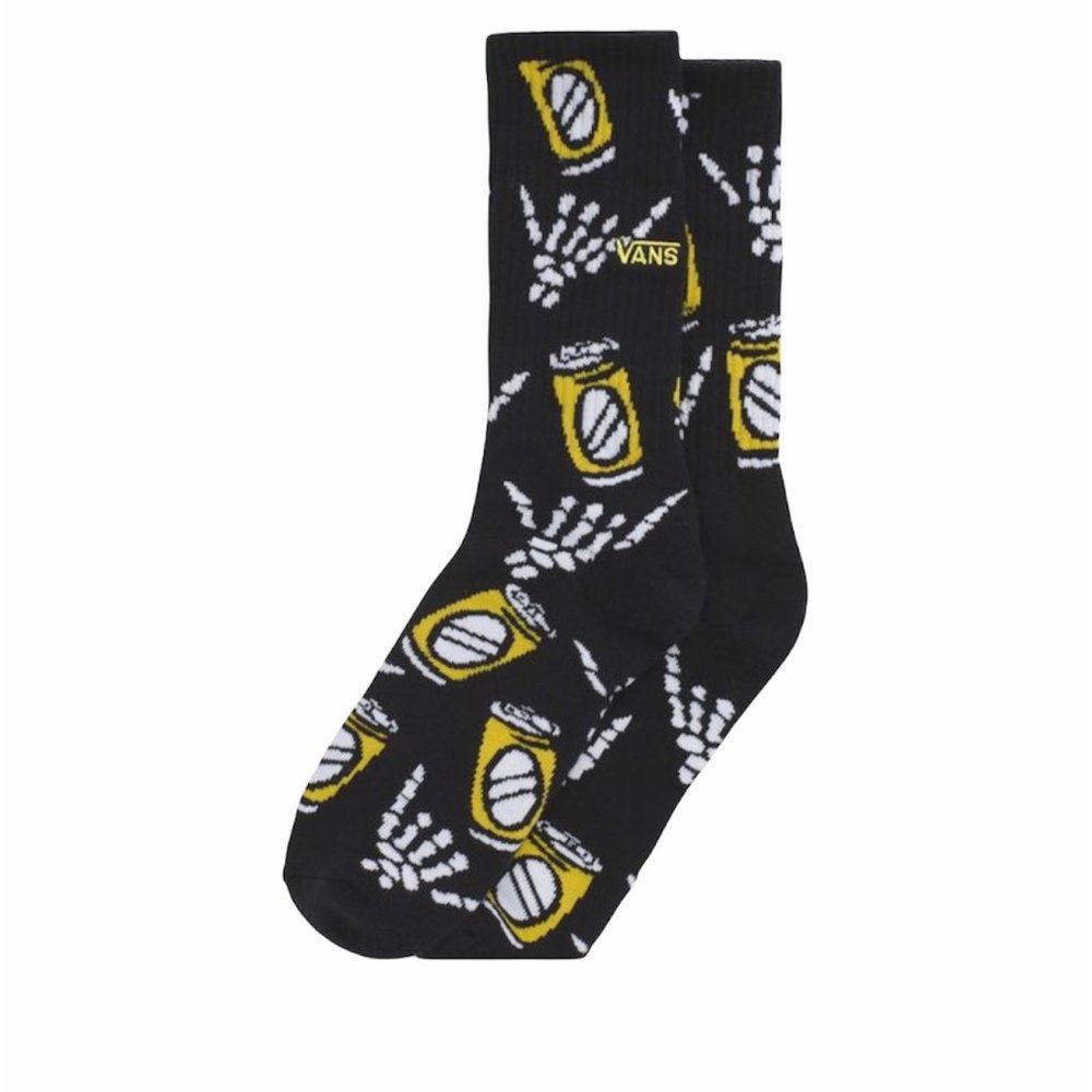 Vans 1 Pair Sock Bone Beer Can Black Logo Cotton Men's VN0A4SF9BLK - Picture 6 of 7
